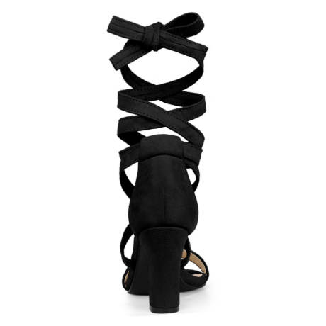 Allegra K - Mid Block Heels Lace up Sandals