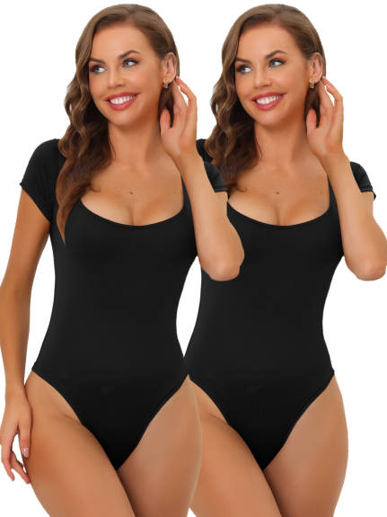 Allegra K - T-shirt Leotard Tummy Control Shapewear Pack