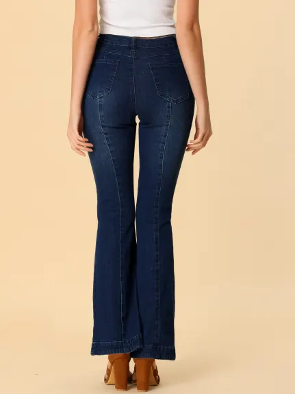 Allegra K - High Waist Stretchy Skinny Flare Jeans