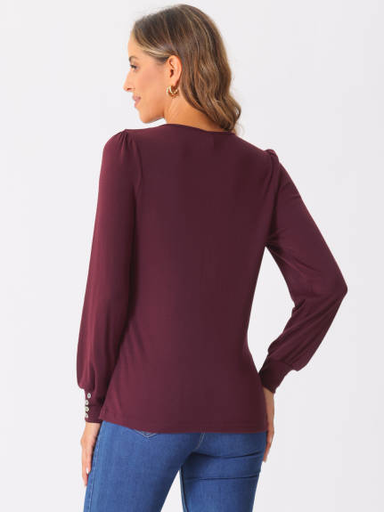 INSPIRE CHIC - Round Neck Long Sleeve Cotton Top