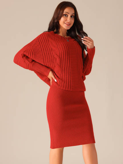 Allegra K - Batwing Sleeve Sweater Pullover Dress