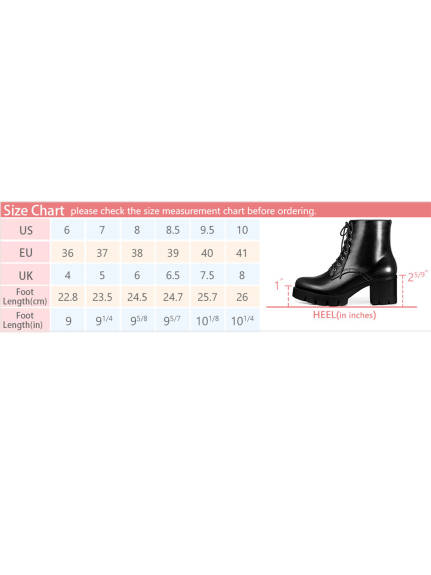 Allegra K - Platform Chunky Heels Combat Boots