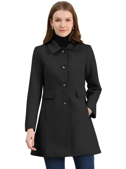 Allegra K - Manteau mi-long à simple boutonnage et col à revers