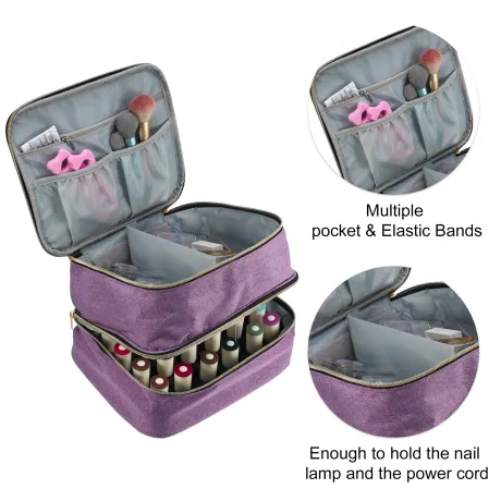 Unique Bargains- Nail Polish Double Layer Makeup Organizer Travel Case