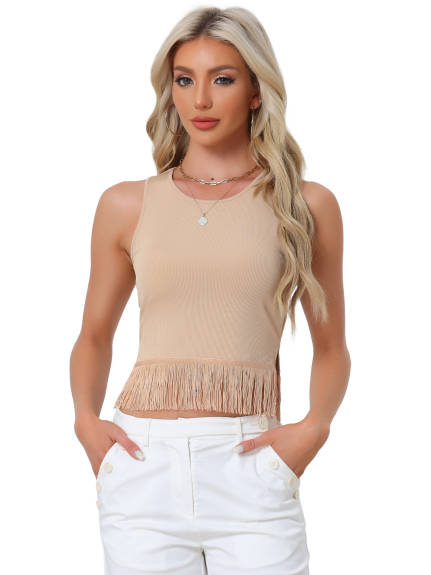 Allegra K- Ribbed Knit Crop Tops