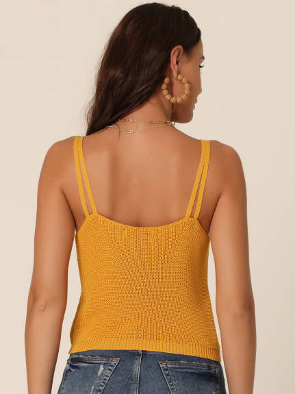 Allegra K - Summer Spaghetti Strap Knit Camisole Top