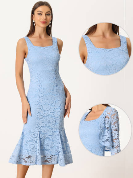 Allegra K - Sleeveless Lace Fishtail Dress Elegant Outfits