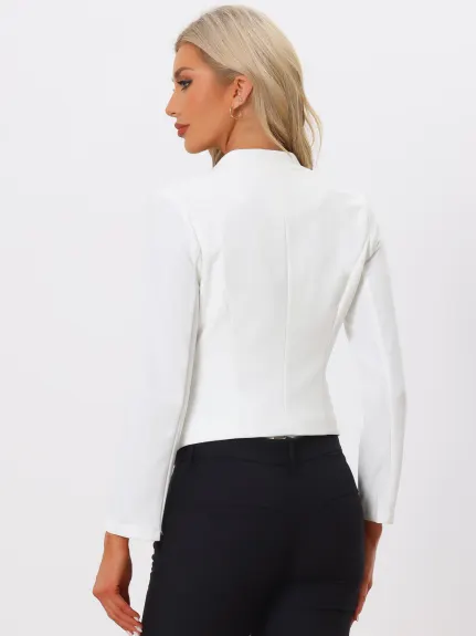 Allegra K- Office Suit Veste blazer courte sans col