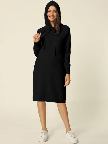 Allegra K- Pullover Sweatshirt Long Sleeve Hoodie Dress