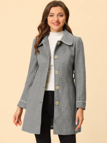 Allegra K- Elegant Lapel Collar Long Trench Coat