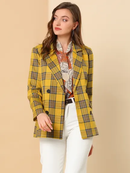 Allegra K- Blazer croisé à revers et épaules rembourrées