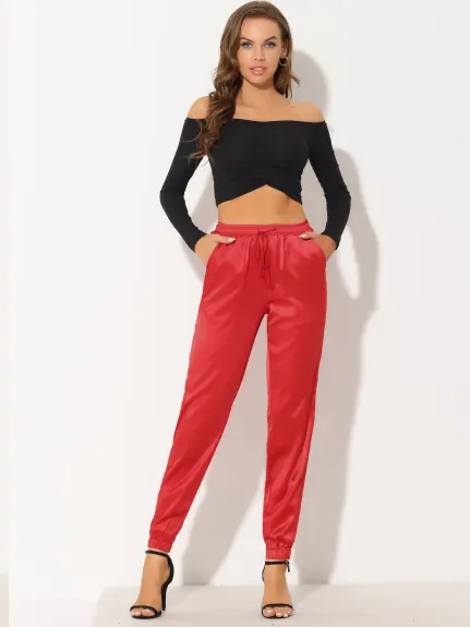 Allegra K- Pantalon d'athlétisme à taille élastique, longueur cheville, jogging