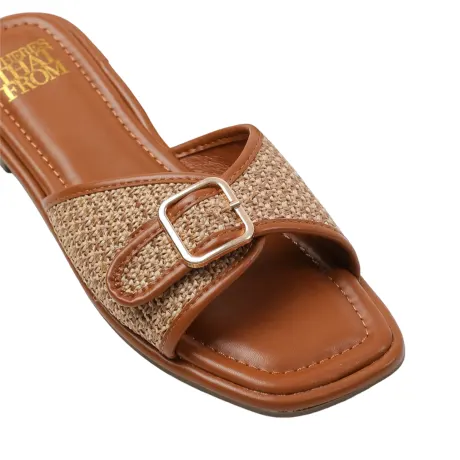 Where's That From - Womens/Ladies Vermont Raffia Buckle Sliders