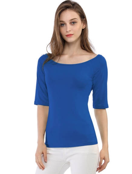 Allegra K- Half Sleeves Fitted Layering T-Shirt