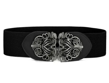 Allegra K- Interlocking Buckle Woven Stretchy Cinch Waist Belt