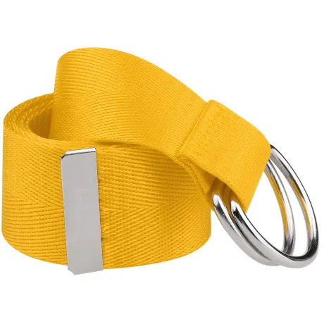 Allegra K- Double D-Ring Buckle Canvas Waist Belt