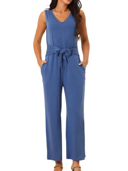 Seta T - Stretchy Casual Belted Jumpsuit