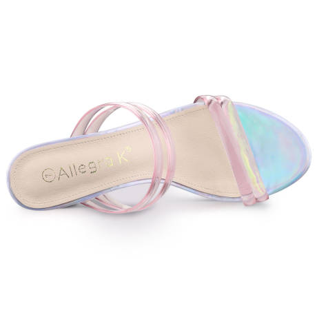 Allegra K - Clear Strappy Slides Mules Heeled Sandal