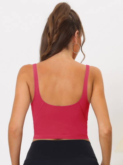 Allegra K- Sports Bra Longline Padded Yoga Tank Top