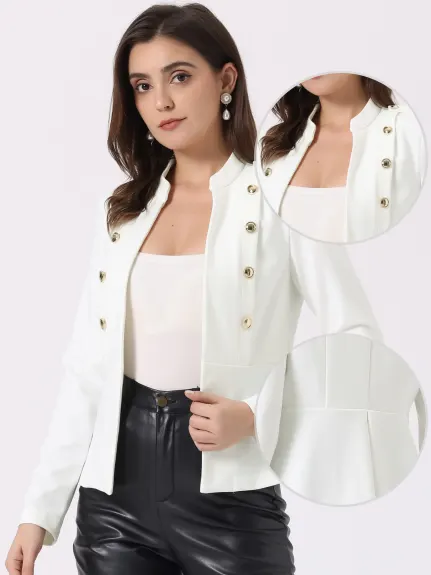 Allegra K- Blazer Steampunk Peplum Double Breasted