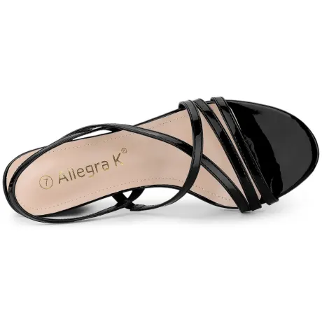 Allegra K - Strappy Slingback Chunky Heels Slide Sandals
