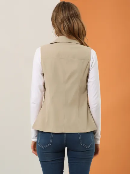 Allegra K- Zip Up Jacket with Pockets Cargo Utility Vest