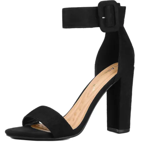 Allegra K- Block Heel Zipper Buckle Ankle Strap Sandals