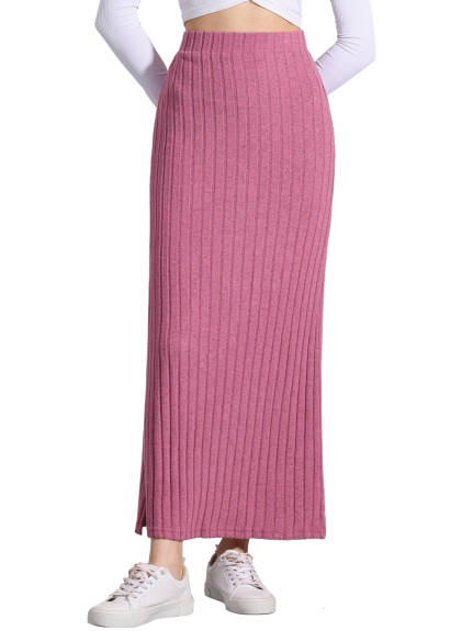 Allegra K - High Waist Long Bodycon Knit Skirt