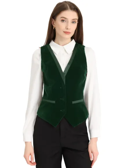 Allegra K- Velvet Waistcoat Racerback Vest