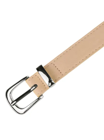 Allegra K- Faux Leather Silver Buckle Waist Belt