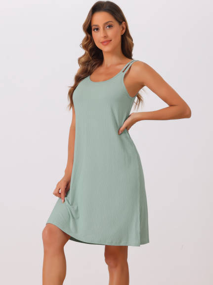 Cheibear - Sleeveless Modal Chemise Dress Nightgown