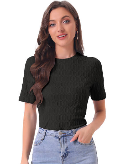 Allegra K- Round Neck Textured Top