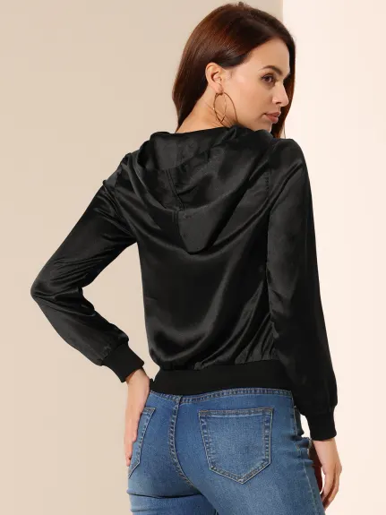 Allegra K- Casual Zipper Front Lightweight Bomber Jacket