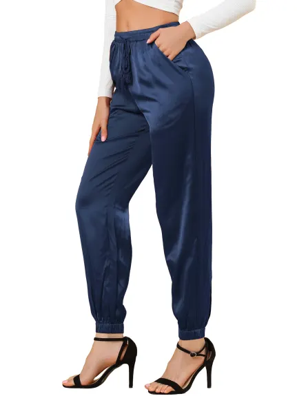 Allegra K- Pantalon d'athlétisme à taille élastique, longueur cheville, jogging