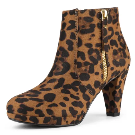 Allegra K - Side Zip Low Platform Ankle Booties