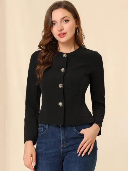 Allegra K- Vintage Lightweight Short Button Jacket