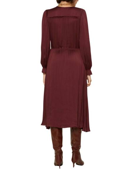 current air - Satin Vneck Long Sleeve Dress