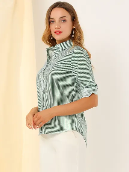 Allegra K- Chemise boutonnée à manches longues et col à revers