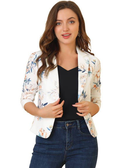 Allegra K- Open Front Crop Blazer Jacket