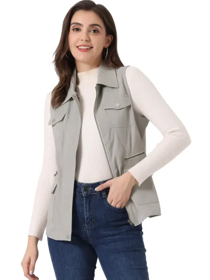 Allegra K- veste zippée avec poches Cargo Utility Vest