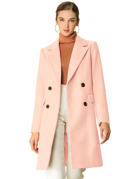 Allegra K- Trench-coat à poche et ceinture à double boutonnage