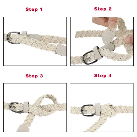 Allegra K - Ceinture réglable en simili cuir à corde tressée fine