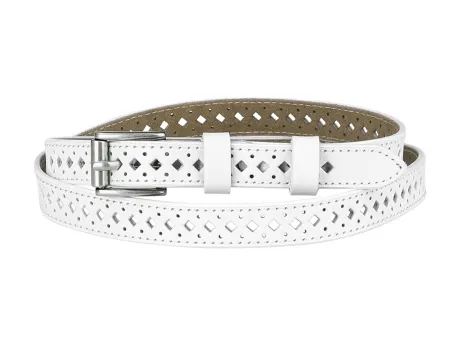 Allegra K- Skinny Faux Leather Hollow-out Thin Waist Belt