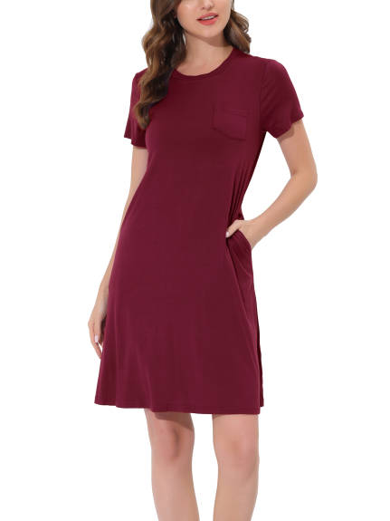 cheibear - Lounge Dress Strtechy Nightshirt with Pockets