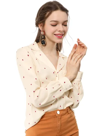 Allegra K- Long Sleeve Printed Button Down Top