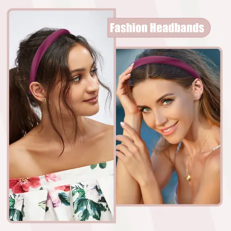 Unique Bargains- 2 Pcs Solid Silk Headbands