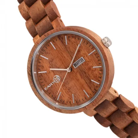 Earth Wood - Montre bracelet Mimosa avec jour/date - Marron foncé