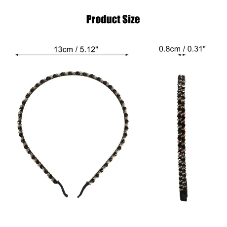 Unique Bargains- 2 Rows Rhinestone Hairband Headband