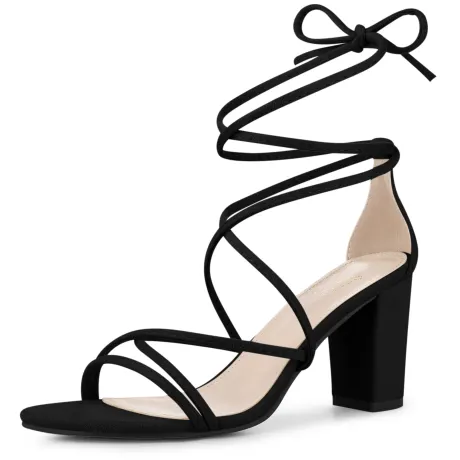 Allegra K- Lace Up Heels Strappy Chunky Heel Sandals