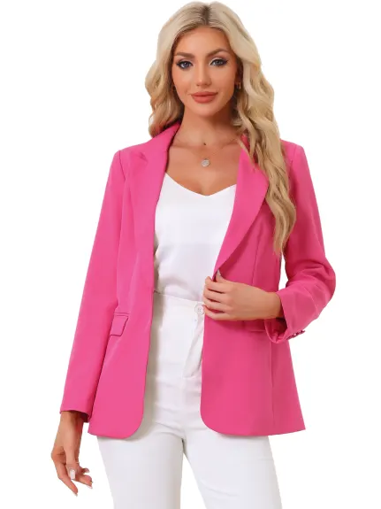 Allegra K- One Button Open Front Suit Blazer